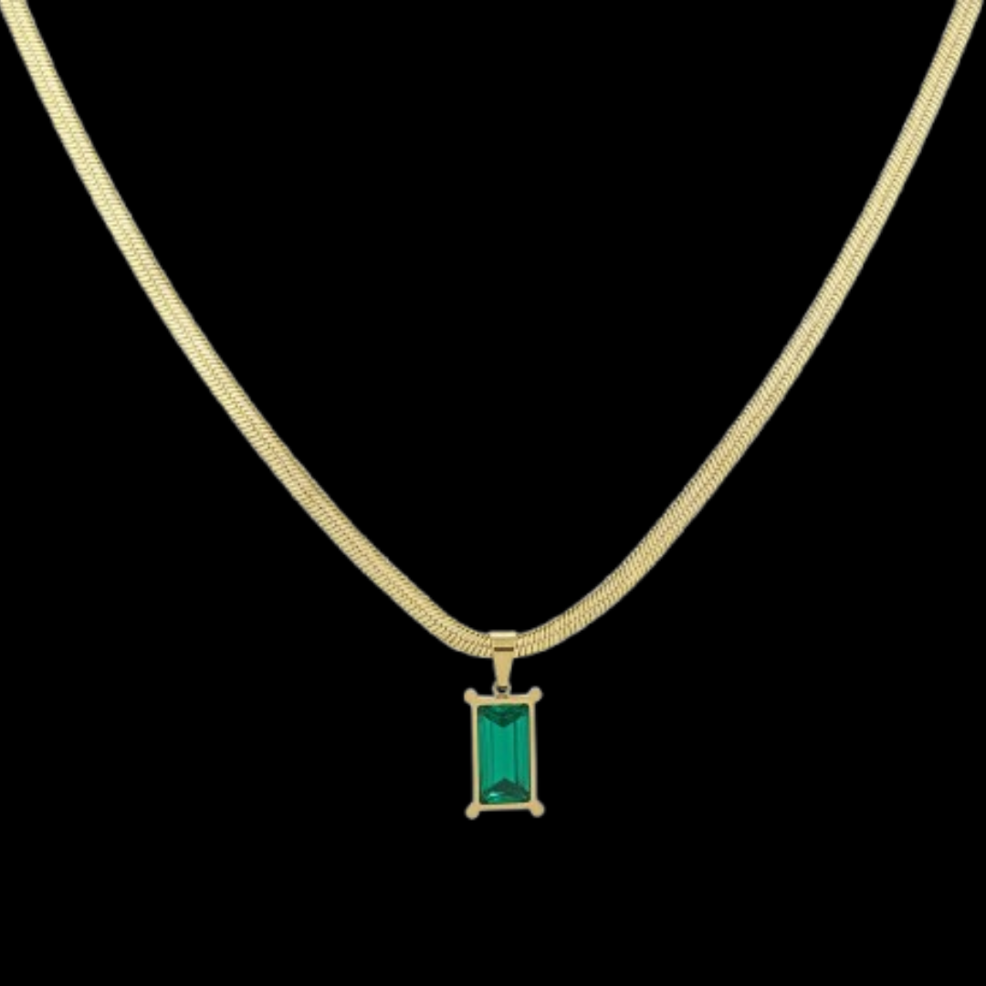 Emerald Cut Green Pendant Necklace – Gold Vermeil Minimalist Jewelry