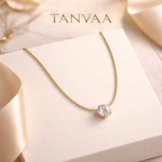 Tanvaa White Crystal Gold-plated anti tarnish Chain for women & girls Necklace Pearl, Cubic Zirconia Gold-plated Plated Stainless Steel Layered