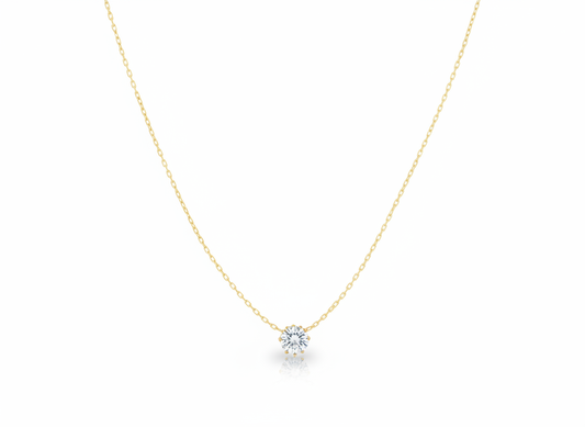 Elegant Gold Solitaire Diamond Pendant Necklace