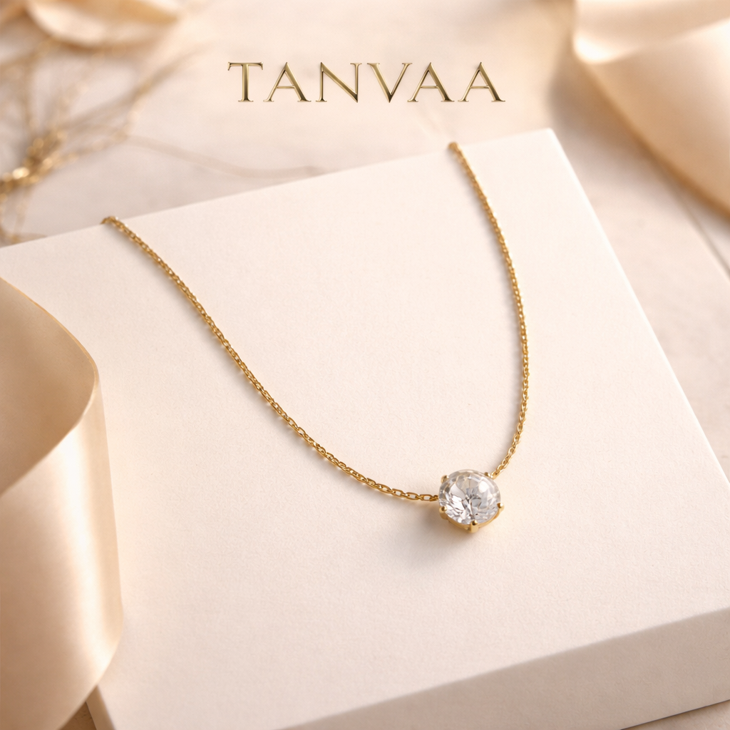 Tanvaa White Crystal Gold-plated anti tarnish Chain for women & girls Necklace Pearl, Cubic Zirconia Gold-plated Plated Stainless Steel Layered