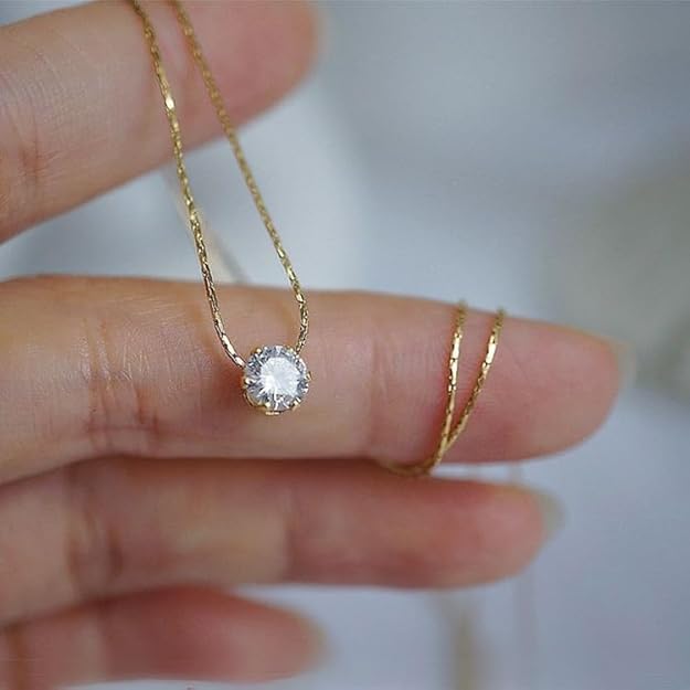 Tanvaa White Crystal Gold-plated anti tarnish Chain for women & girls Necklace Pearl, Cubic Zirconia Gold-plated Plated Stainless Steel Layered